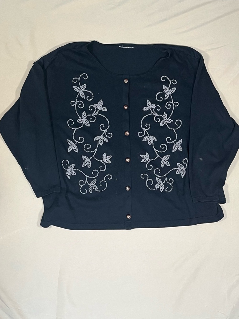 Grannycore Dressโ Barn Embellished Navy Button-Front Women's Top